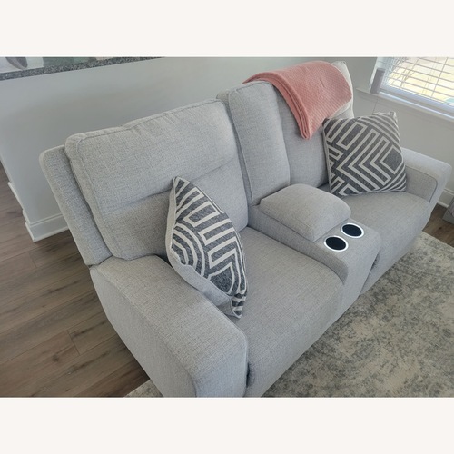 Used Ashley Furniture Light Gray Fabric Loveseat for sale on AptDeco