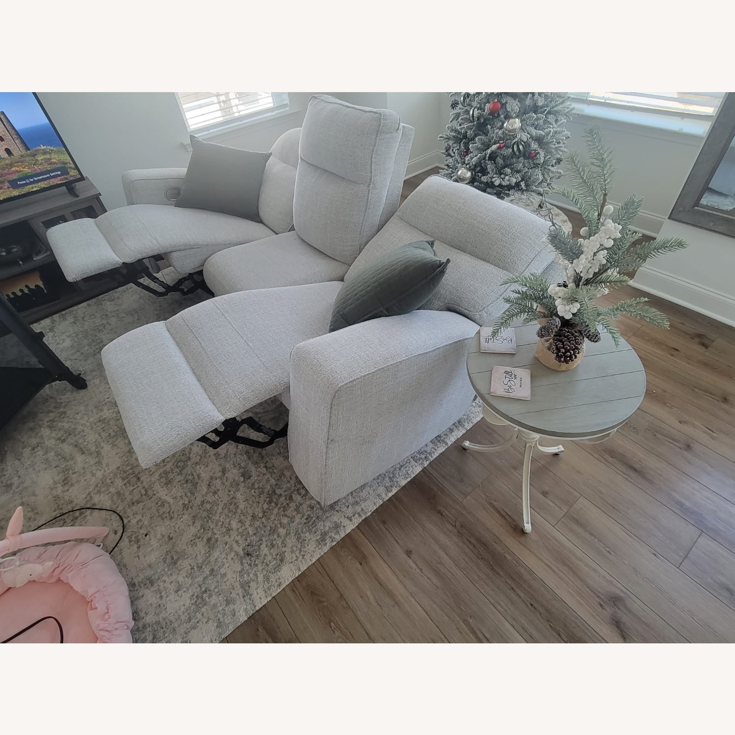 Ashley Furniture Light Gray Fabric Loveseat - image-4