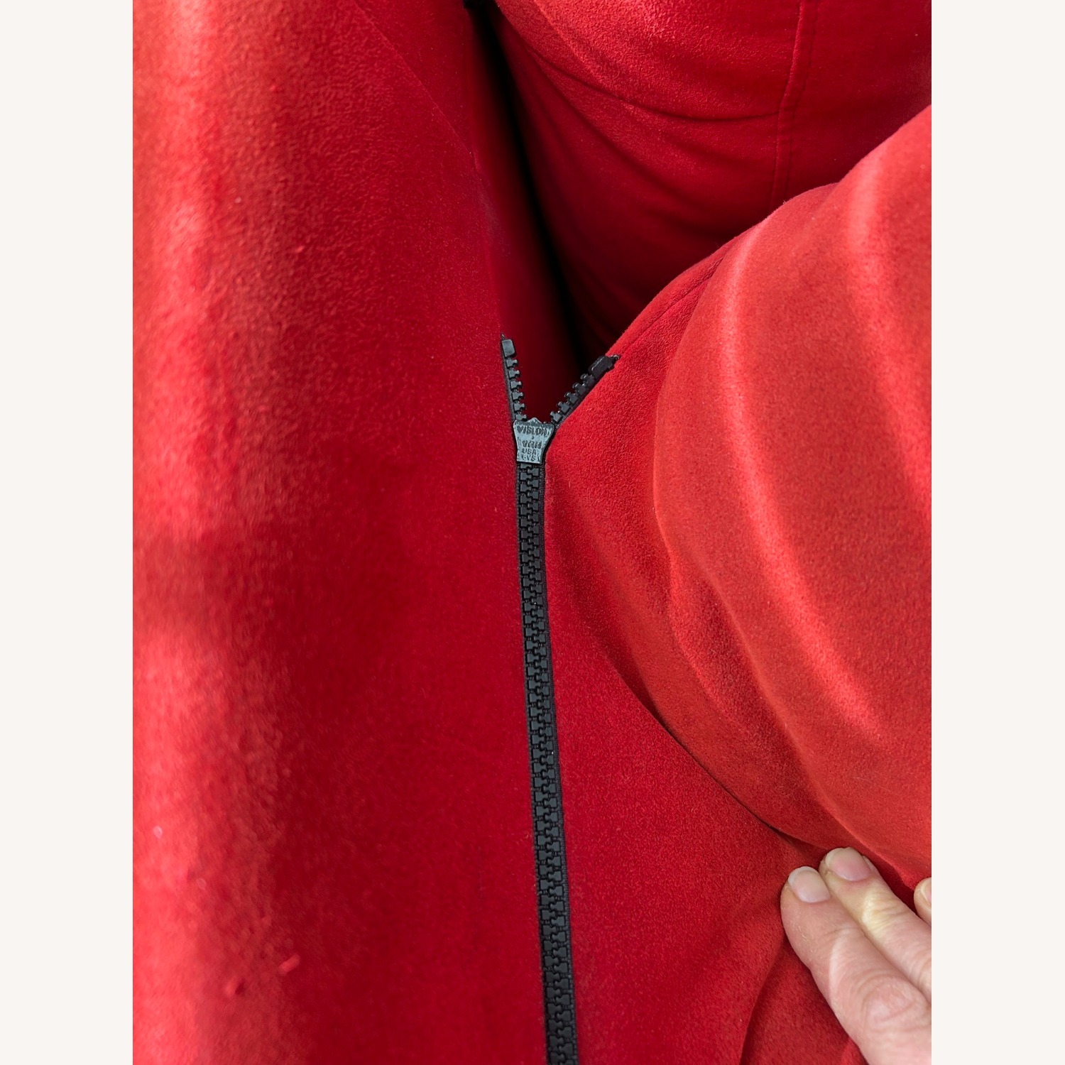 American Leather Red Microsuede Loveseat 60" - image-2