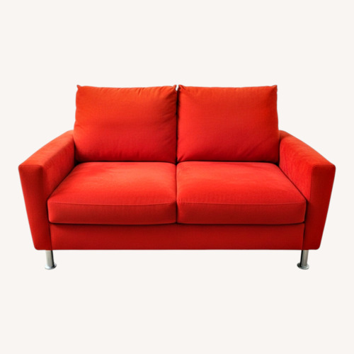 Used American Leather Red Microsuede Loveseat 60" for sale on AptDeco