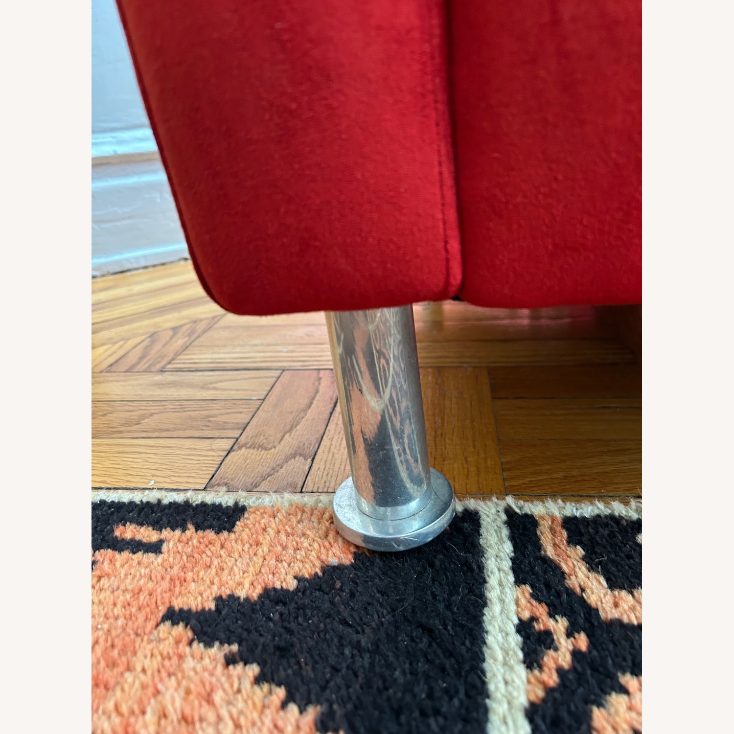 American Leather Red Microsuede Loveseat 60" - image-3