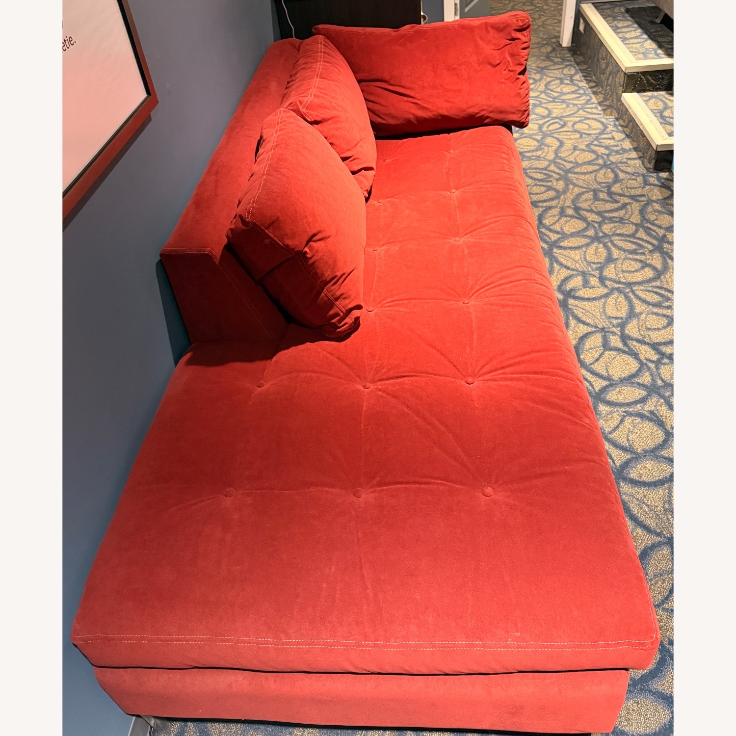 Maurice Villency Furniture Dark Red Chaise Lounge - image-5