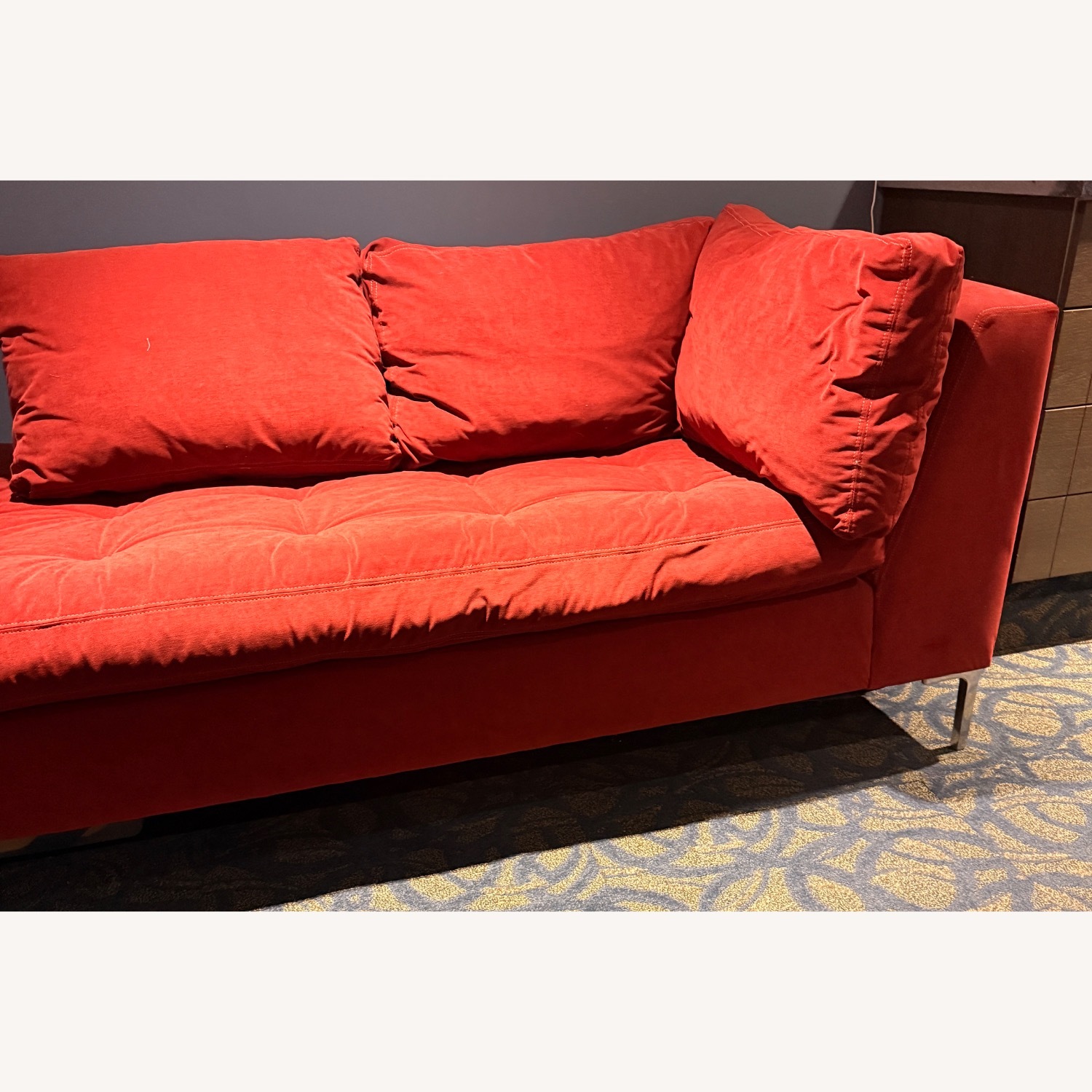 Maurice Villency Furniture Dark Red Chaise Lounge - image-3