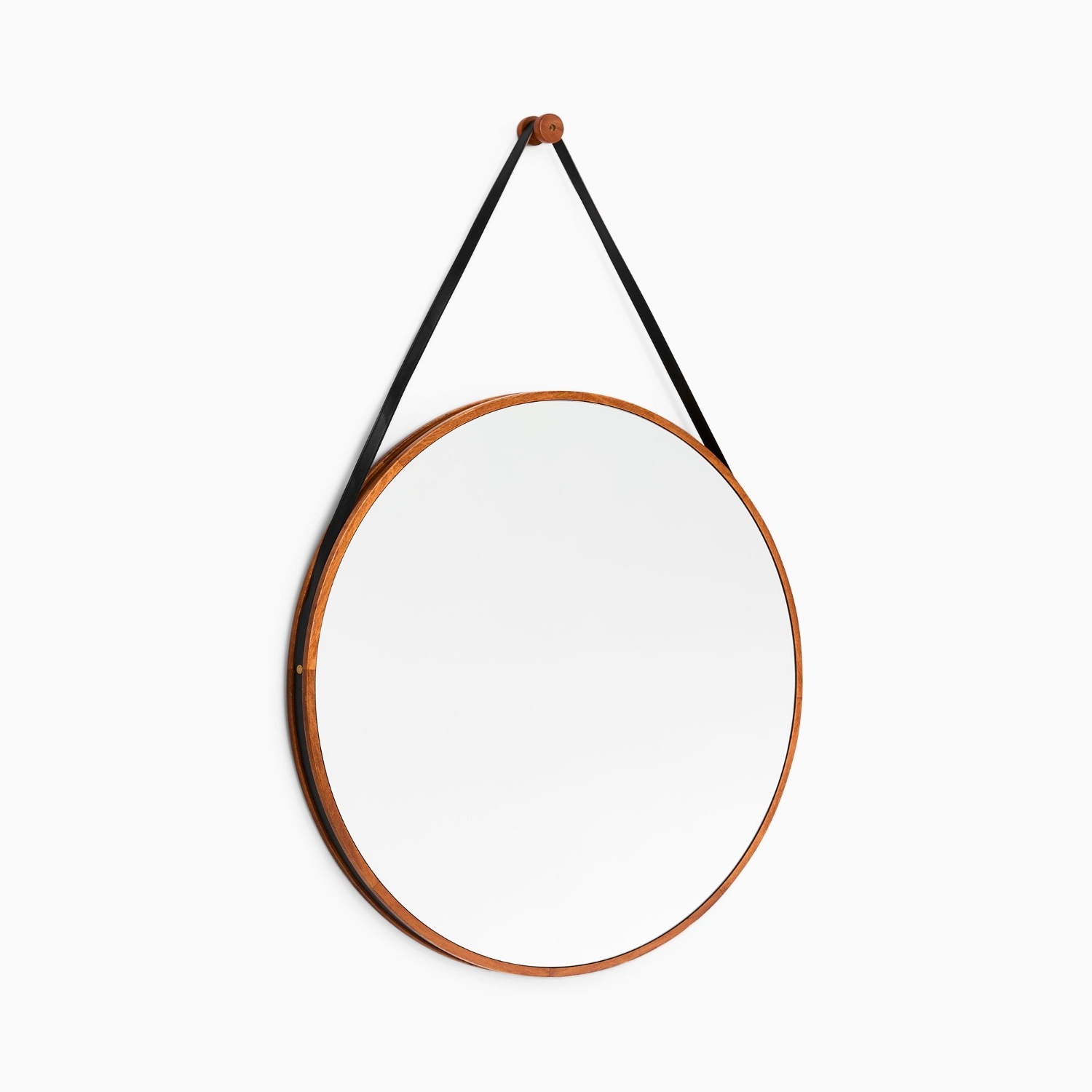 West Elm 36” Round Wall Mirror W Leather Strap - image-5