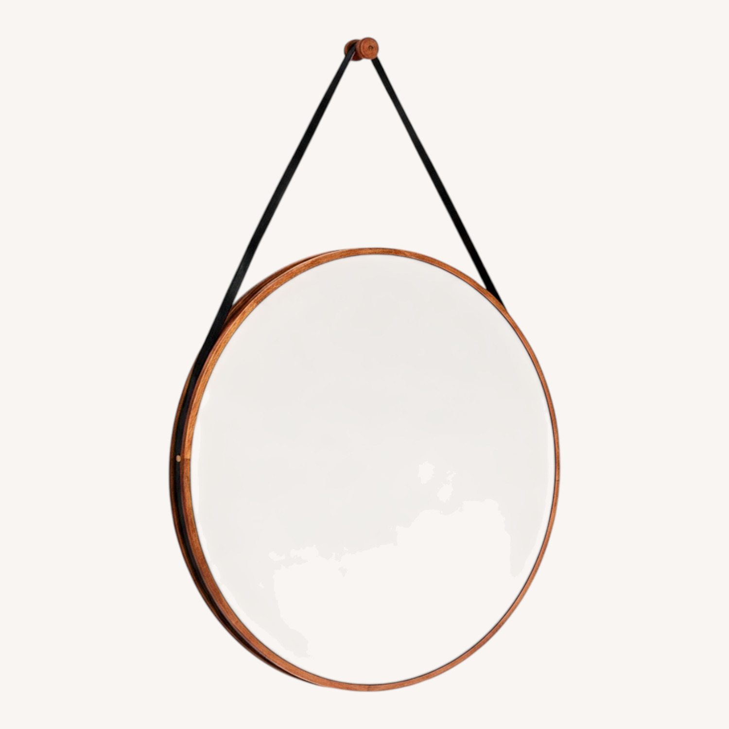 West Elm 36” Round Wall Mirror W Leather Strap - image-0