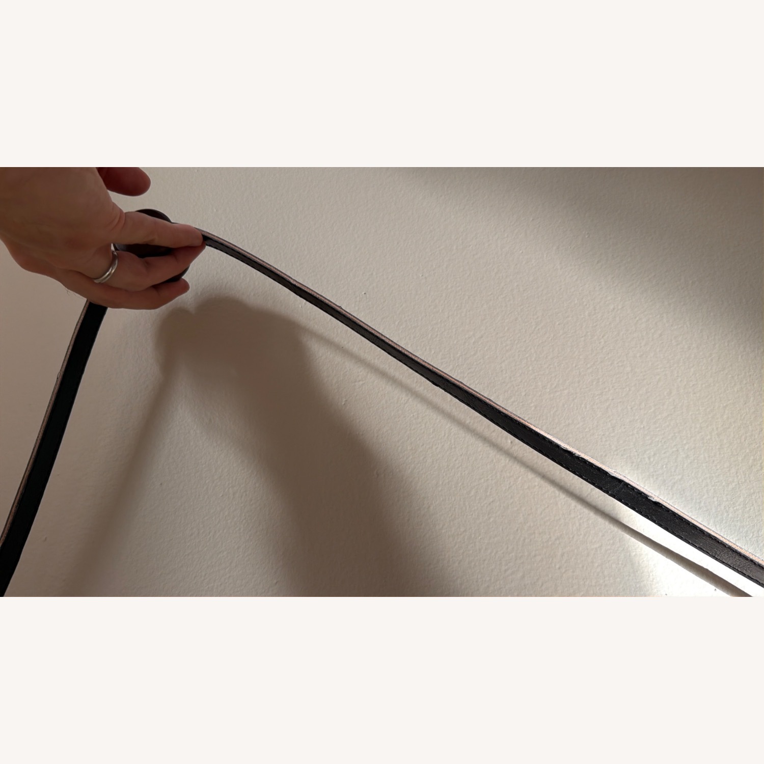 West Elm 36” Round Wall Mirror W Leather Strap - image-4