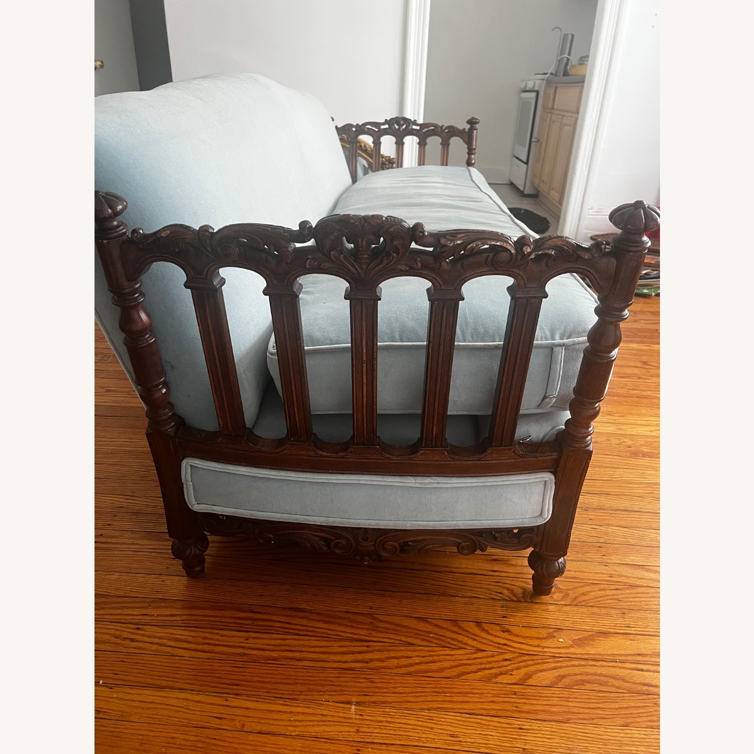 Blue Wood 3+ Seater Sofa - image-4