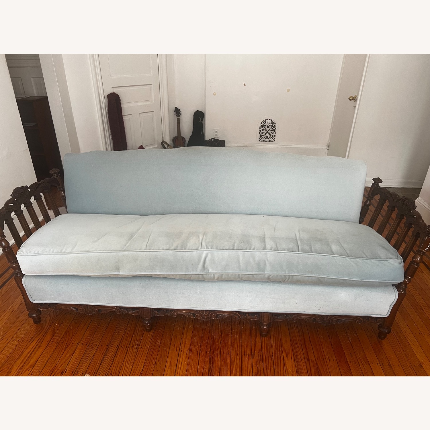 Blue Wood 3+ Seater Sofa - image-1