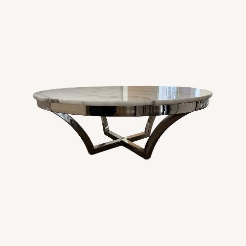 Used Dwell Studio White Marble Coffee Table for sale on AptDeco
