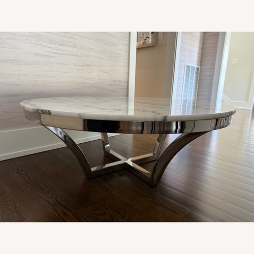 Used Dwell Studio White Marble Coffee Table for sale on AptDeco