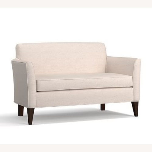 Used Pottery Barn Marcel White Fabric Loveseat for sale on AptDeco
