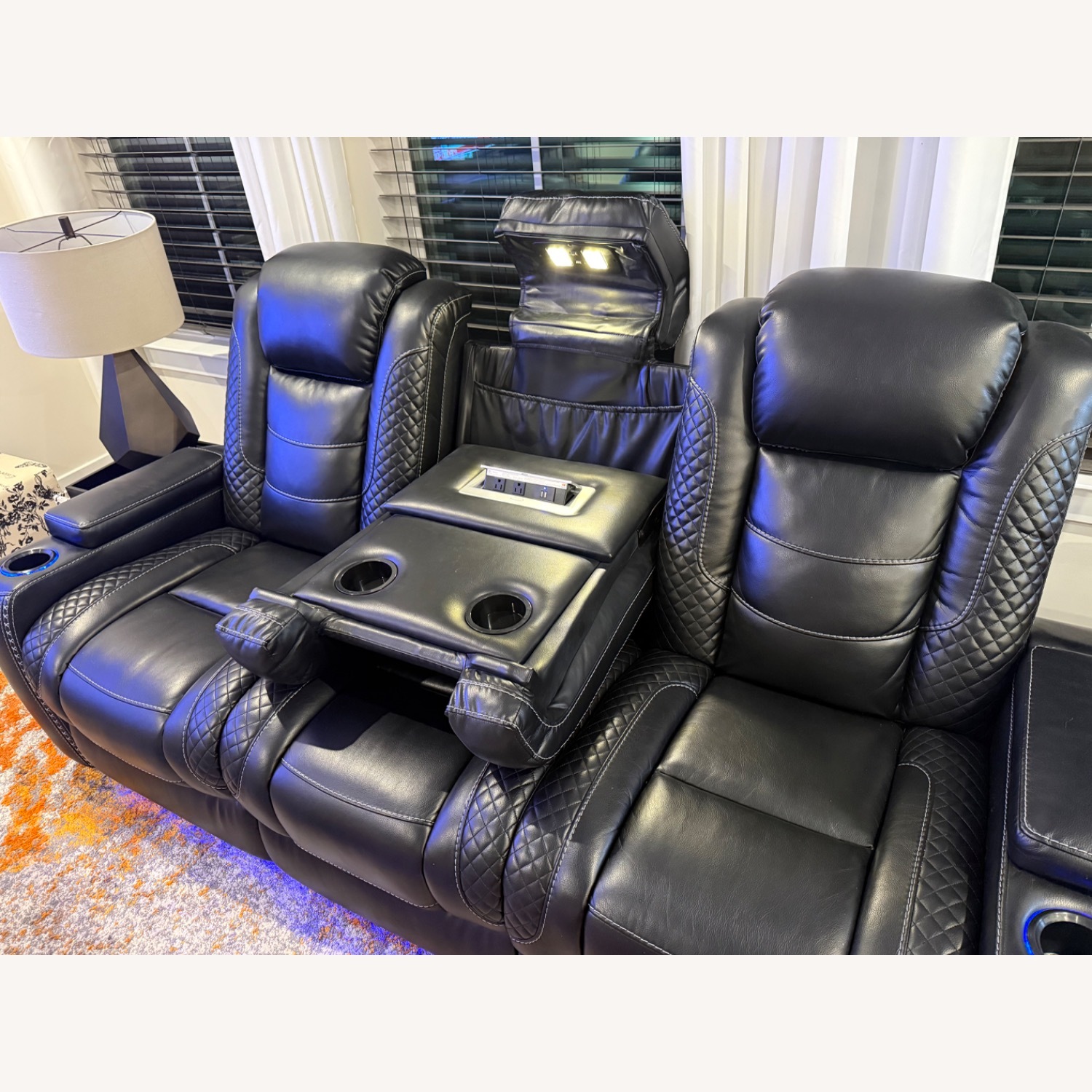 Ashley Furniture Black Leather Loveseat - image-1