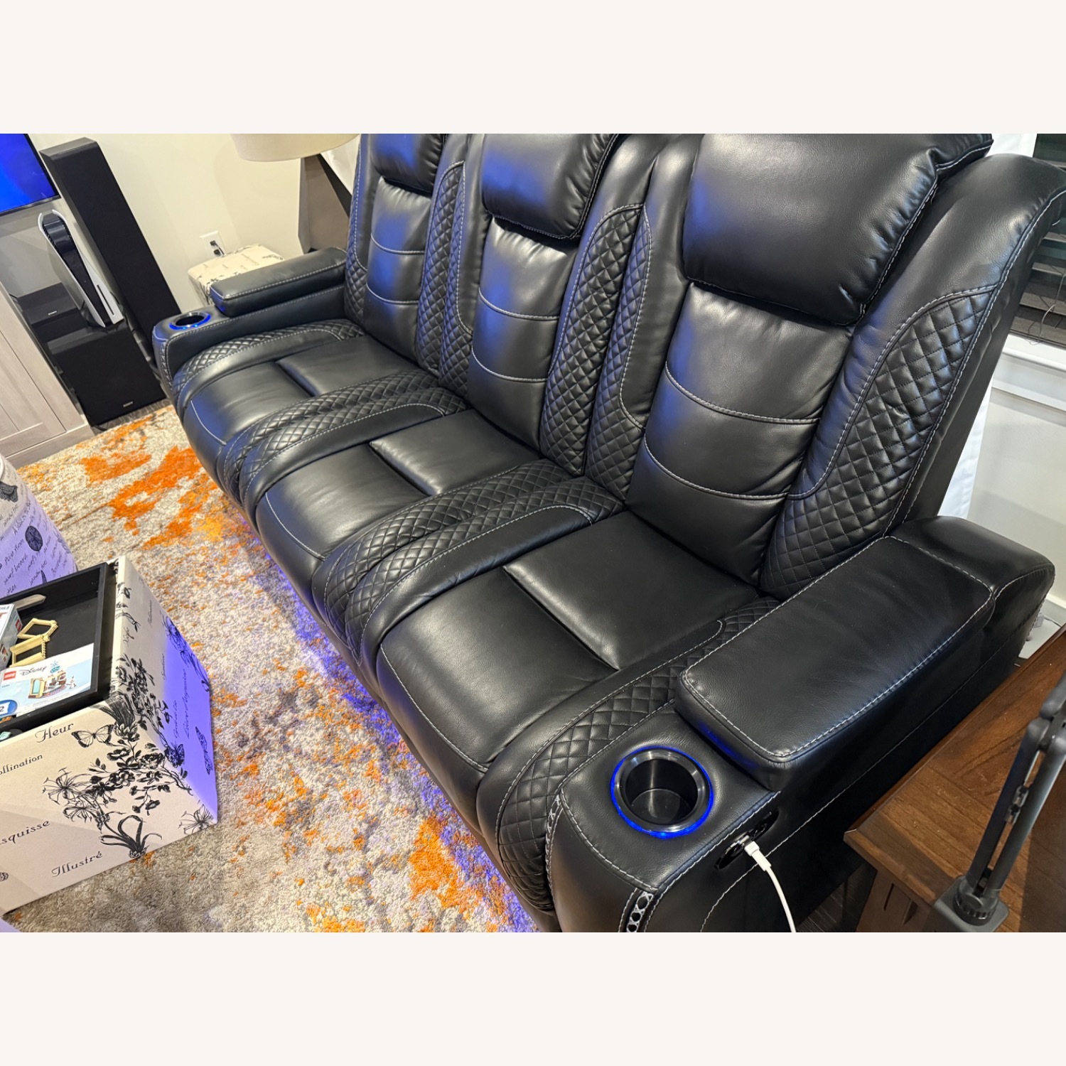 Ashley Furniture Black Leather Loveseat - image-3