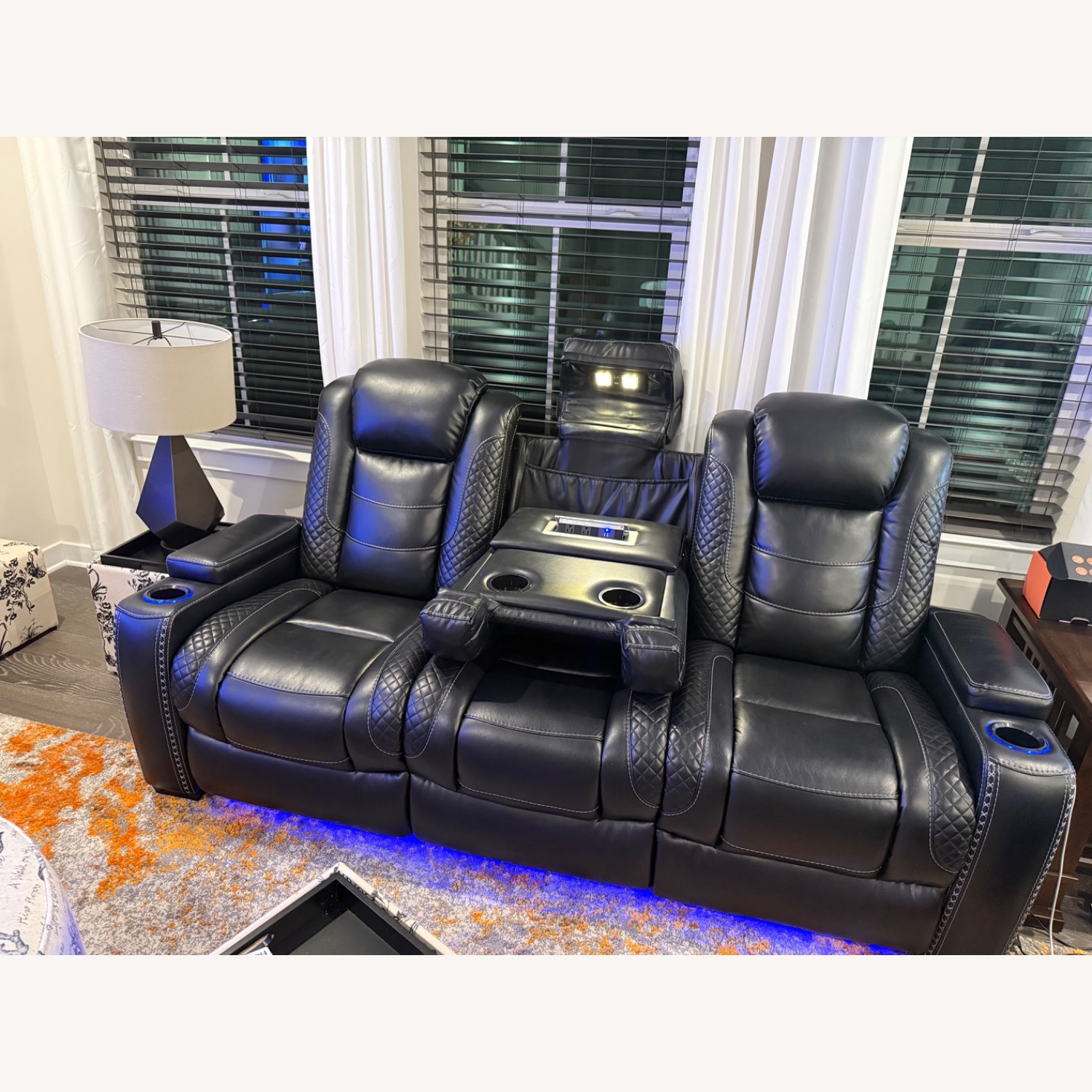 Ashley Furniture Black Leather Loveseat - image-2