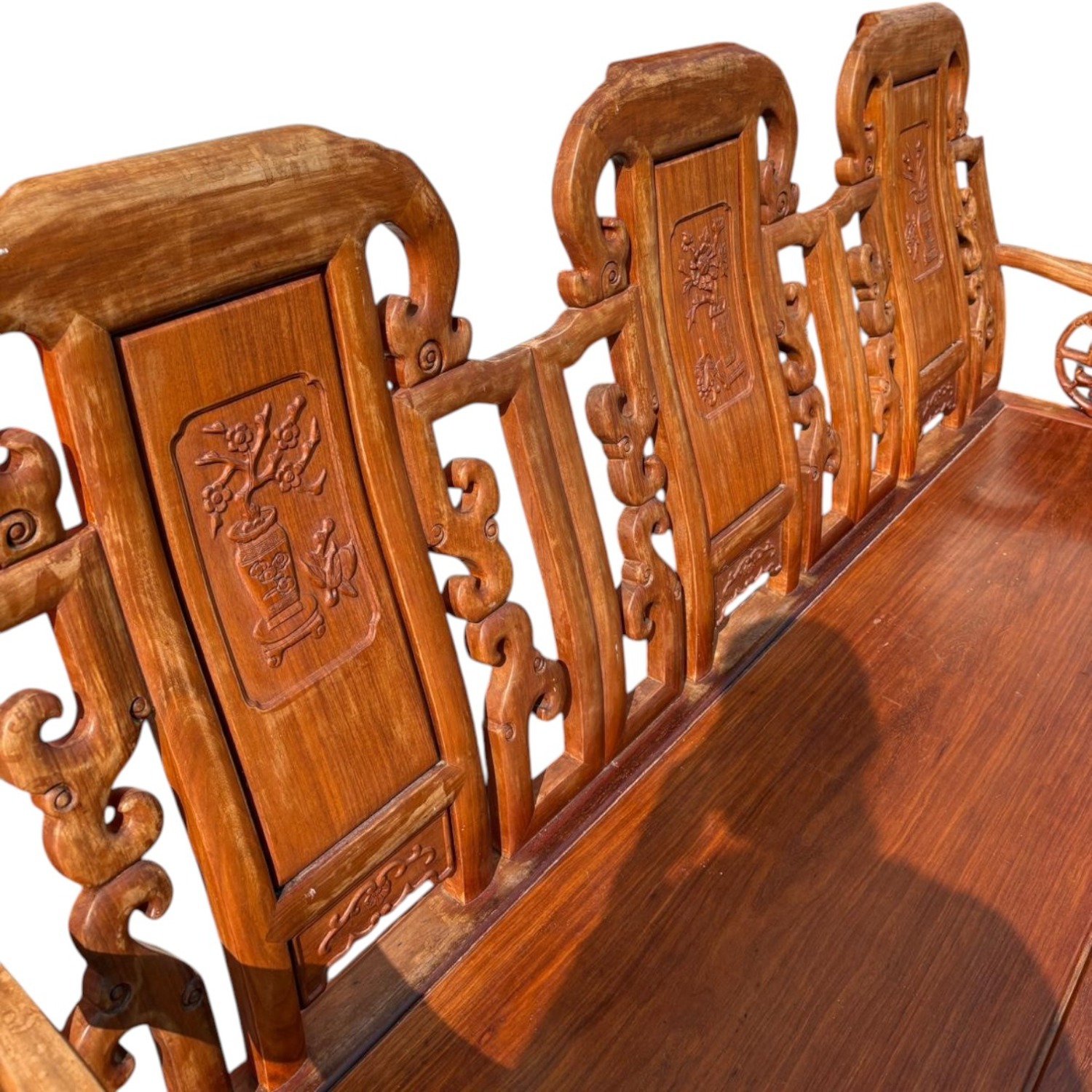 Asian Teak & Rosewood Antique Sofa Bench - image-4