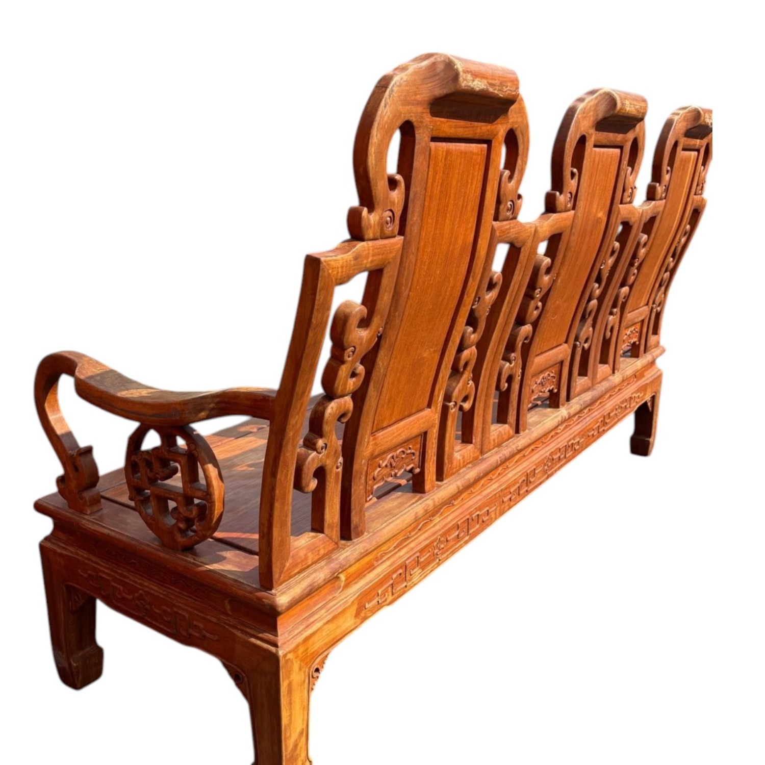 Asian Teak & Rosewood Antique Sofa Bench - image-3