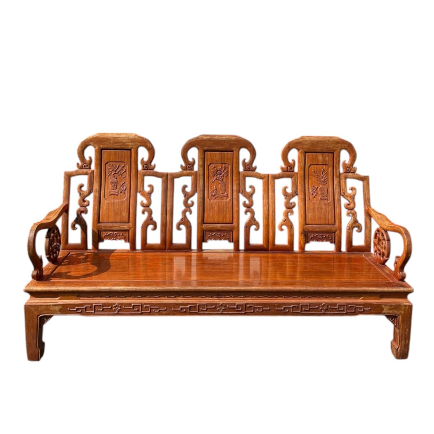 Asian Teak & Rosewood Antique Sofa Bench - image-0