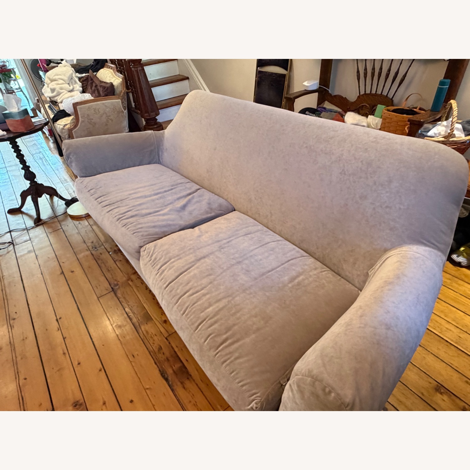 Crate & Barrel Apartment Size Dove Gray Sofa - image-2