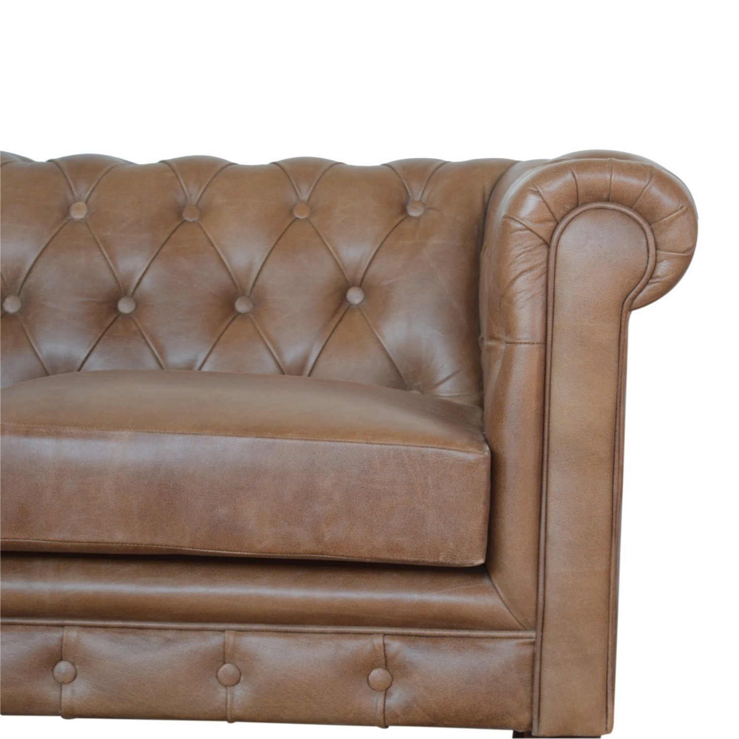 Two-Seater Leather Sofa with Tufted Detailing - image-1