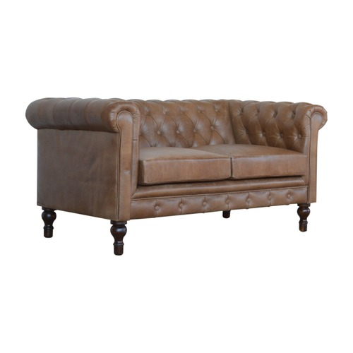 Used Two-Seater Leather Sofa with Tufted Detailing for sale on AptDeco