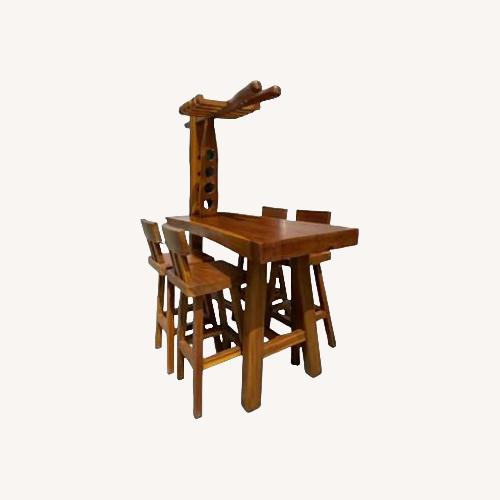 Used Indoor/Outdoor Teak Pub Table Set for sale on AptDeco