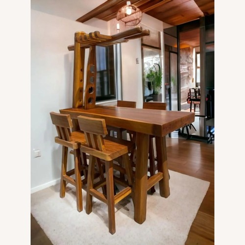 Used Indoor/Outdoor Teak Pub Table Set for sale on AptDeco