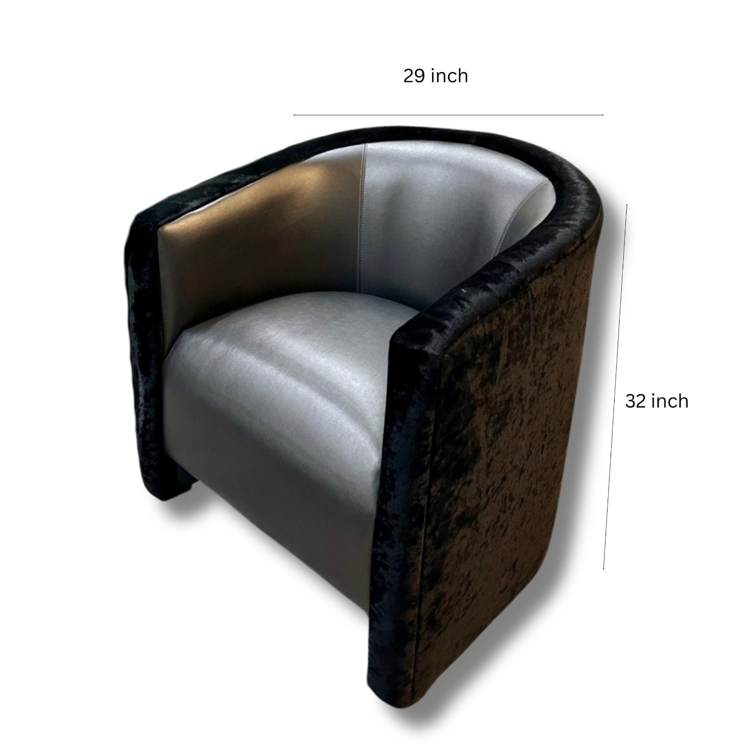 Pair of Black Velvet and Vinyl Club Chairs - image-4