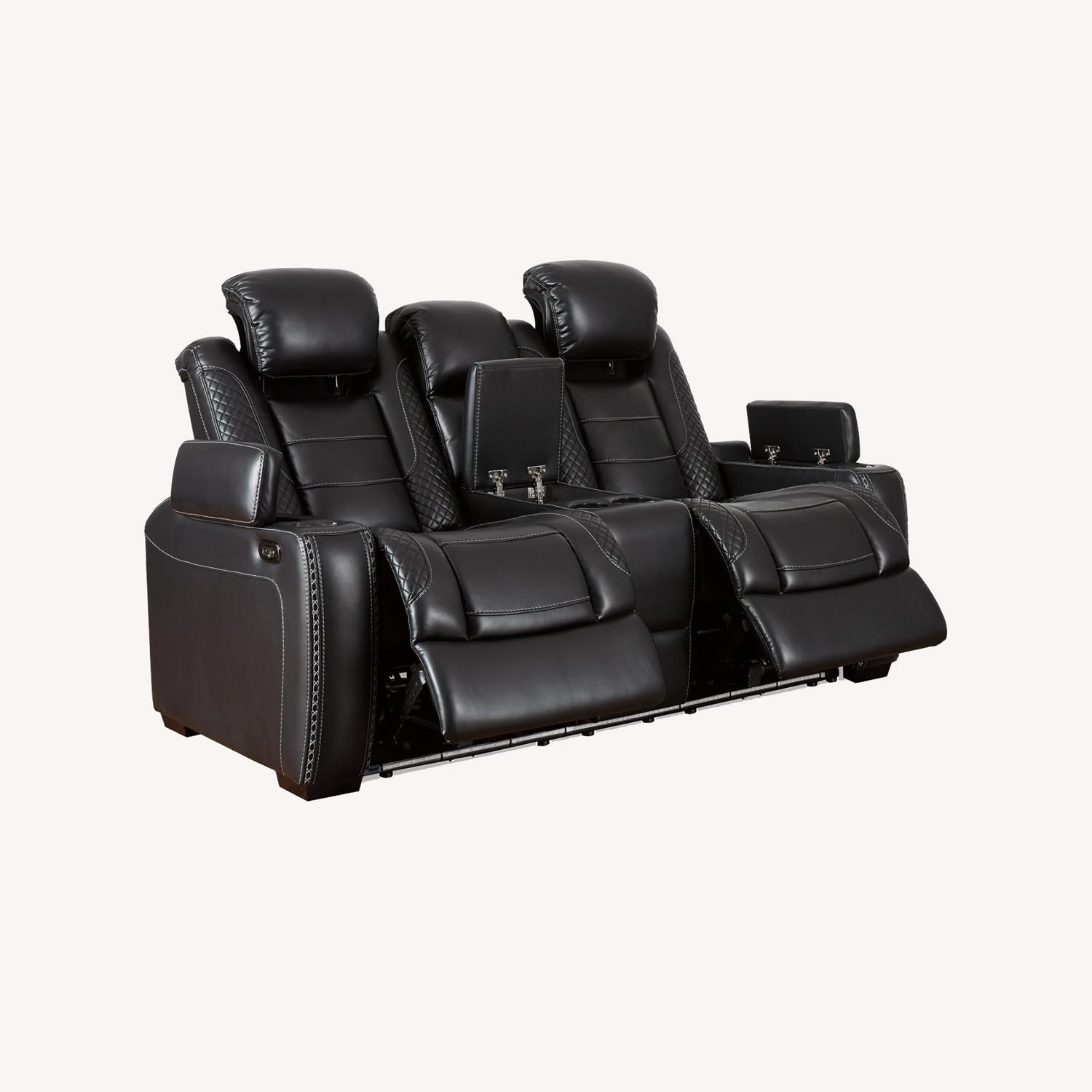 Ashley Furniture Party Time Dual Power Reclining Loveseat with Console - image-0