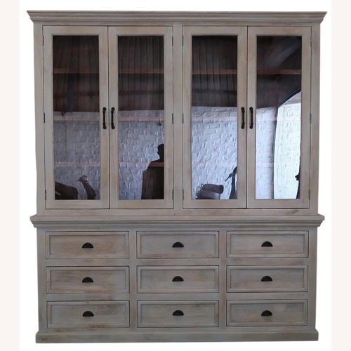 Used Modern Tall Double Bookcase 4 Glass Door Hutch for sale on AptDeco