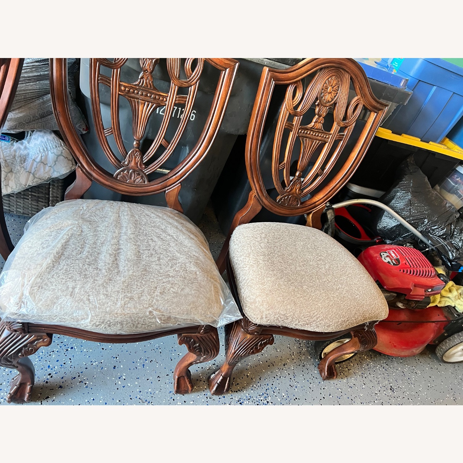 American Standard Dark Brown Wood Dining Chairs - image-1