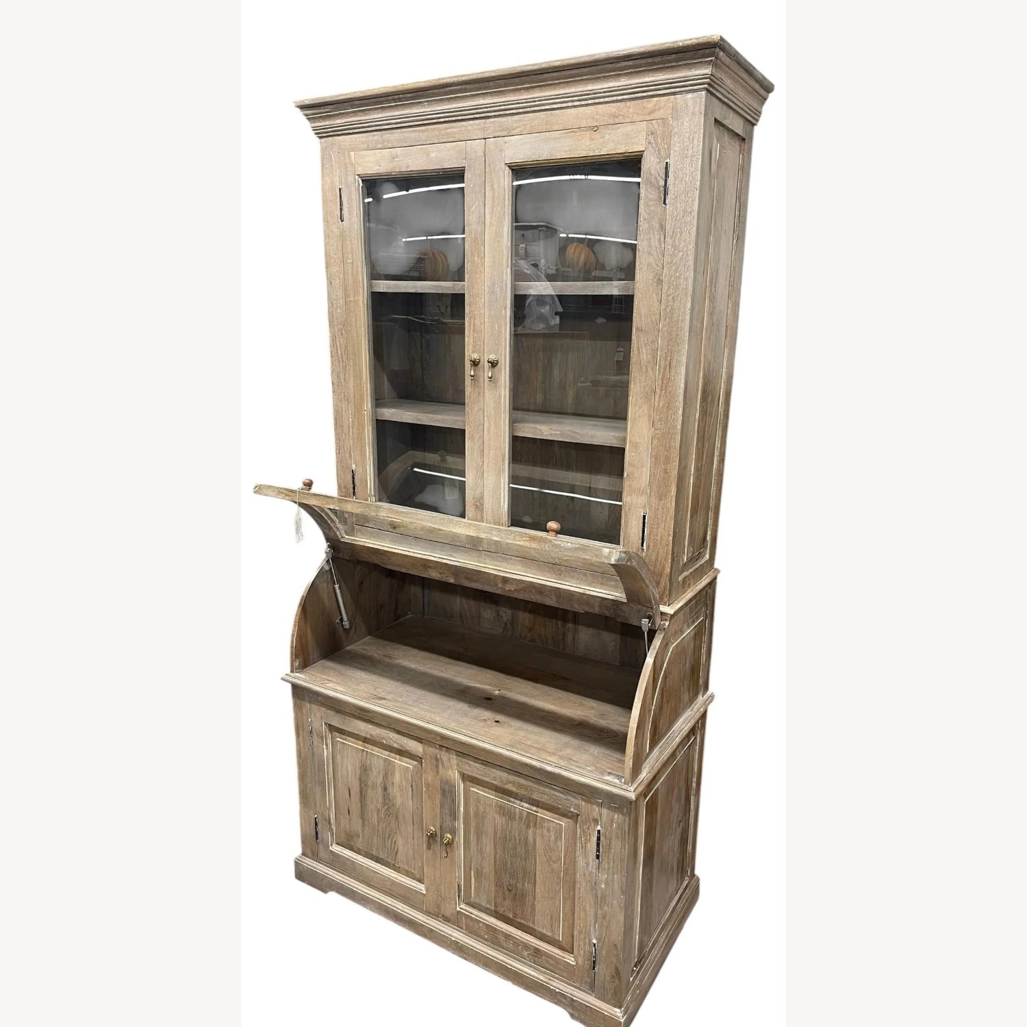 Coastal Cottage Curved Glass Kitchen Cupboard - image-3