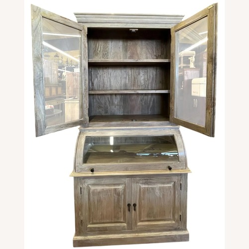 Used Coastal Cottage Curved Glass Kitchen Cupboard for sale on AptDeco