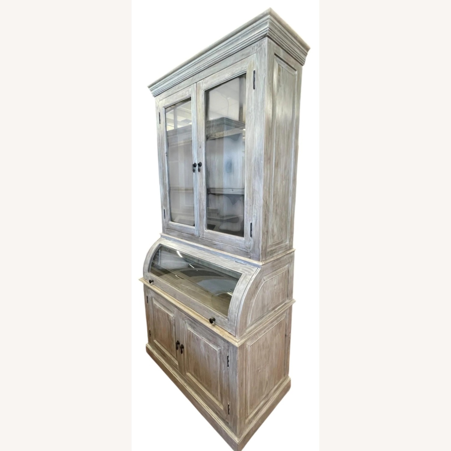 Coastal Cottage Curved Glass Kitchen Cupboard - image-2