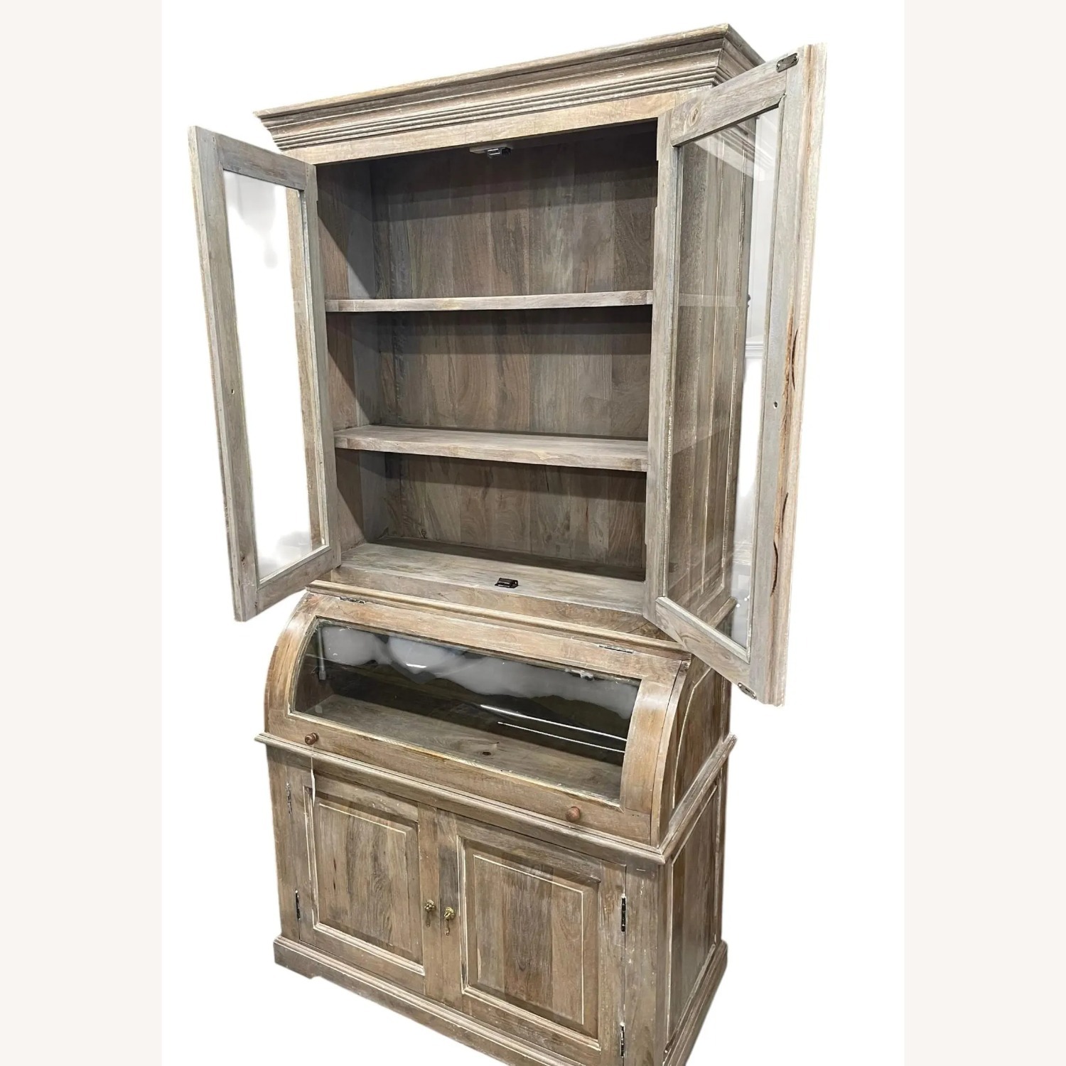 Coastal Cottage Curved Glass Kitchen Cupboard - image-4