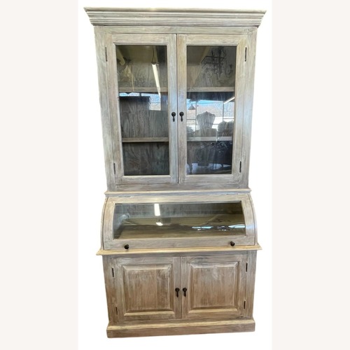 Used Coastal Cottage Curved Glass Kitchen Cupboard for sale on AptDeco