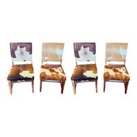 Set of 4 Southwestern Leather Dining Chairs