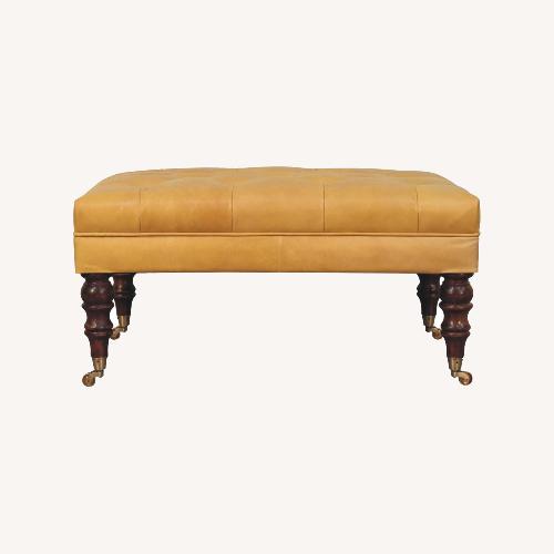 Used Honey Caramel Buffalo Leather Ottoman for sale on AptDeco