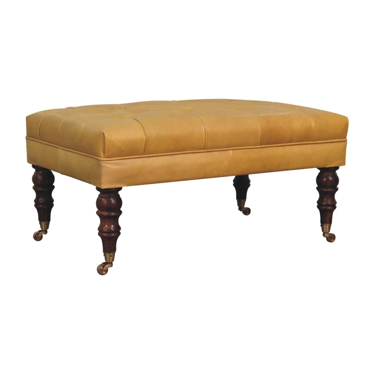 Honey Caramel Buffalo Leather Ottoman - image-6