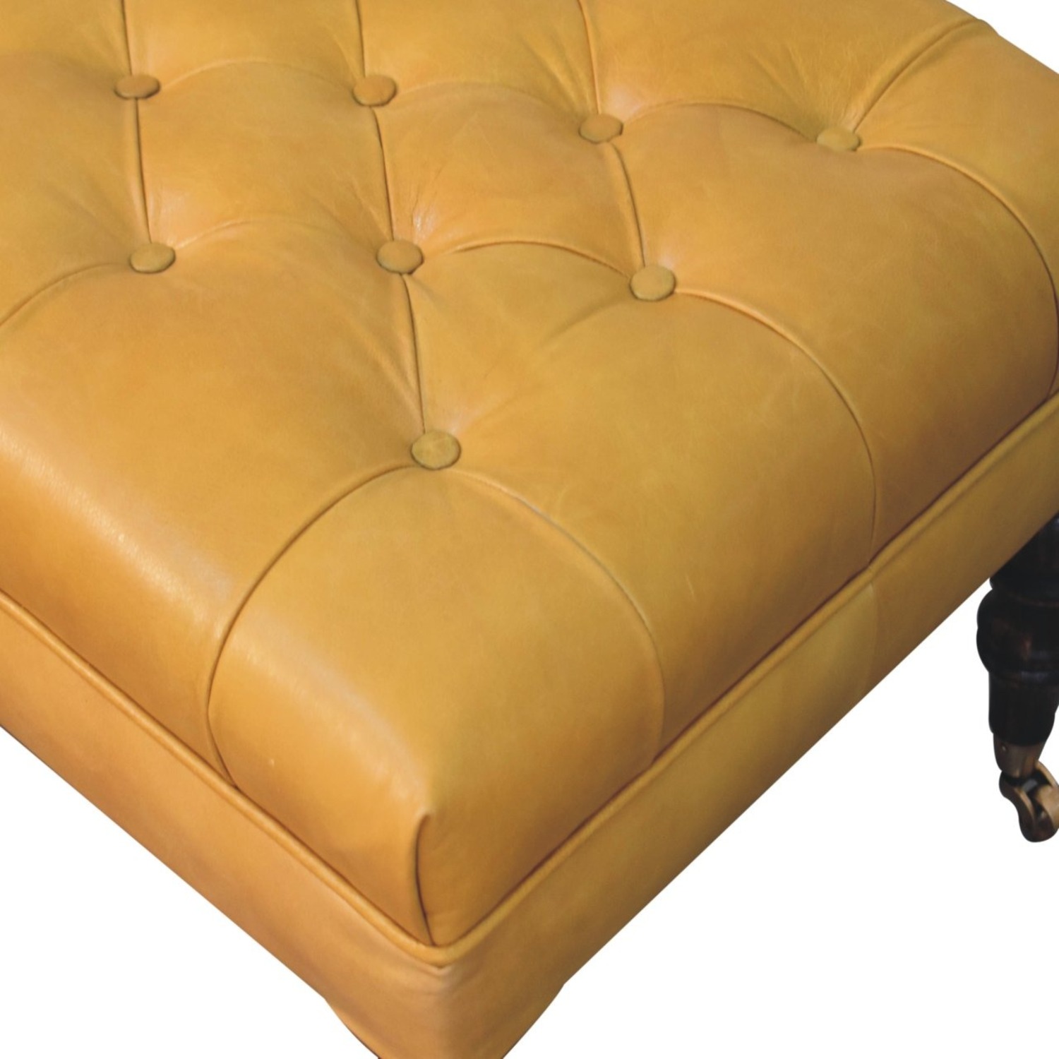 Honey Caramel Buffalo Leather Ottoman - image-3