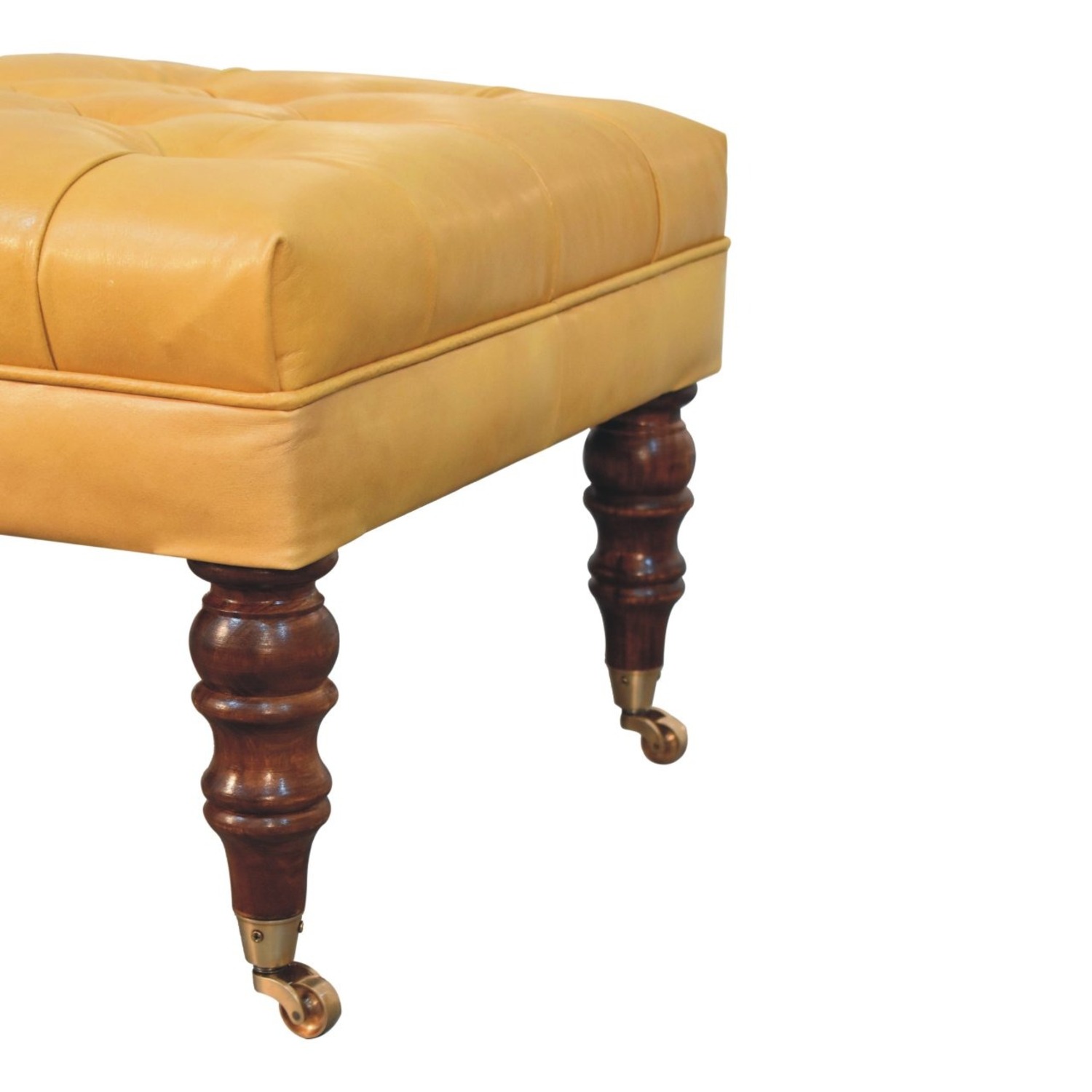 Honey Caramel Buffalo Leather Ottoman - image-2