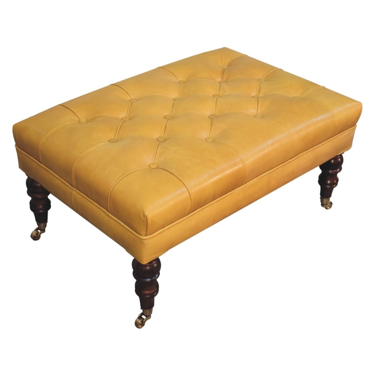 Honey Caramel Buffalo Leather Ottoman - image-4