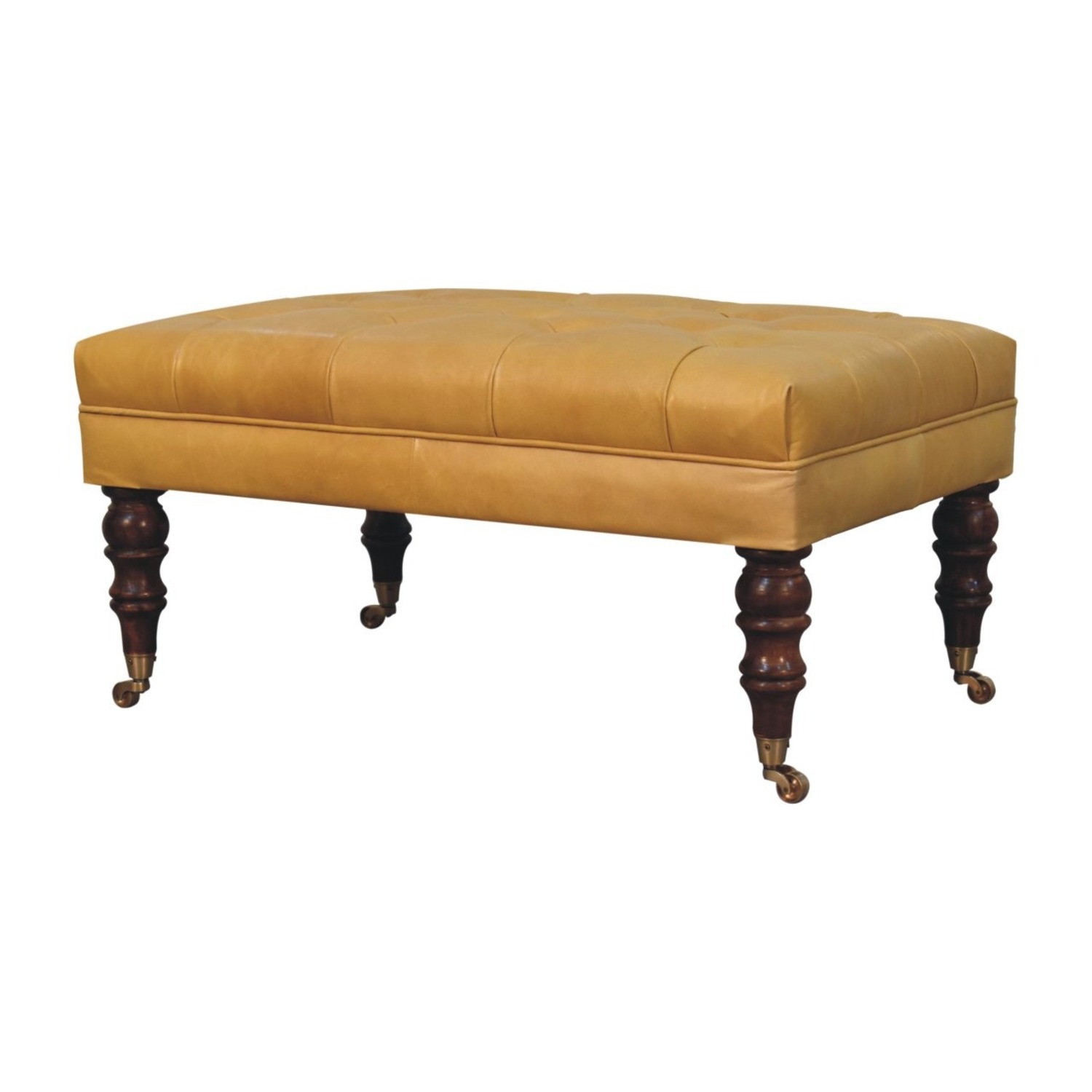 Honey Caramel Buffalo Leather Ottoman - image-7