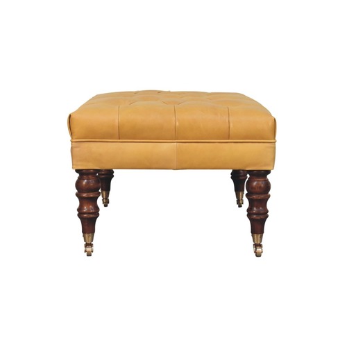 Used Honey Caramel Buffalo Leather Ottoman for sale on AptDeco