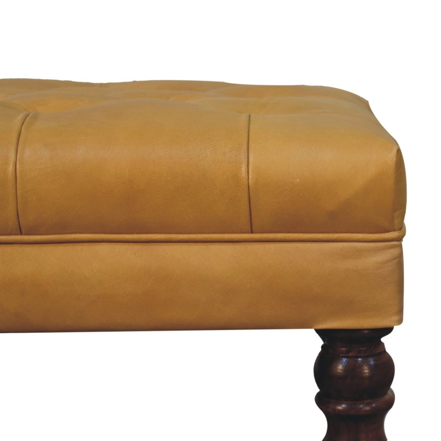 Honey Caramel Buffalo Leather Ottoman - image-5