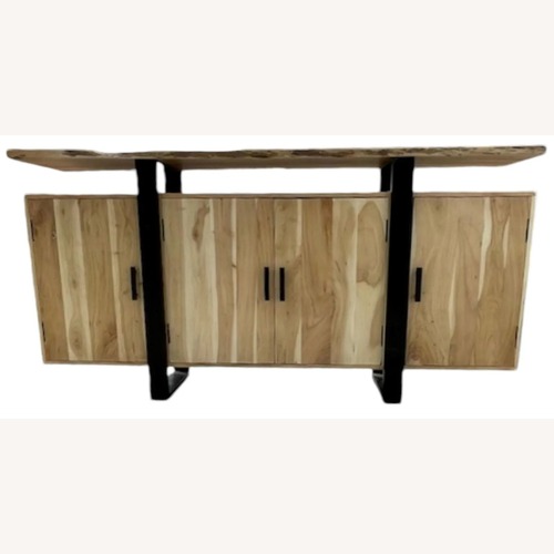 Used Rustic Live Edge Acacia Wood 4-Door Buffet Cabinet for sale on AptDeco