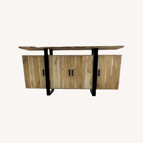 Used Rustic Live Edge Acacia Wood 4-Door Buffet Cabinet for sale on AptDeco