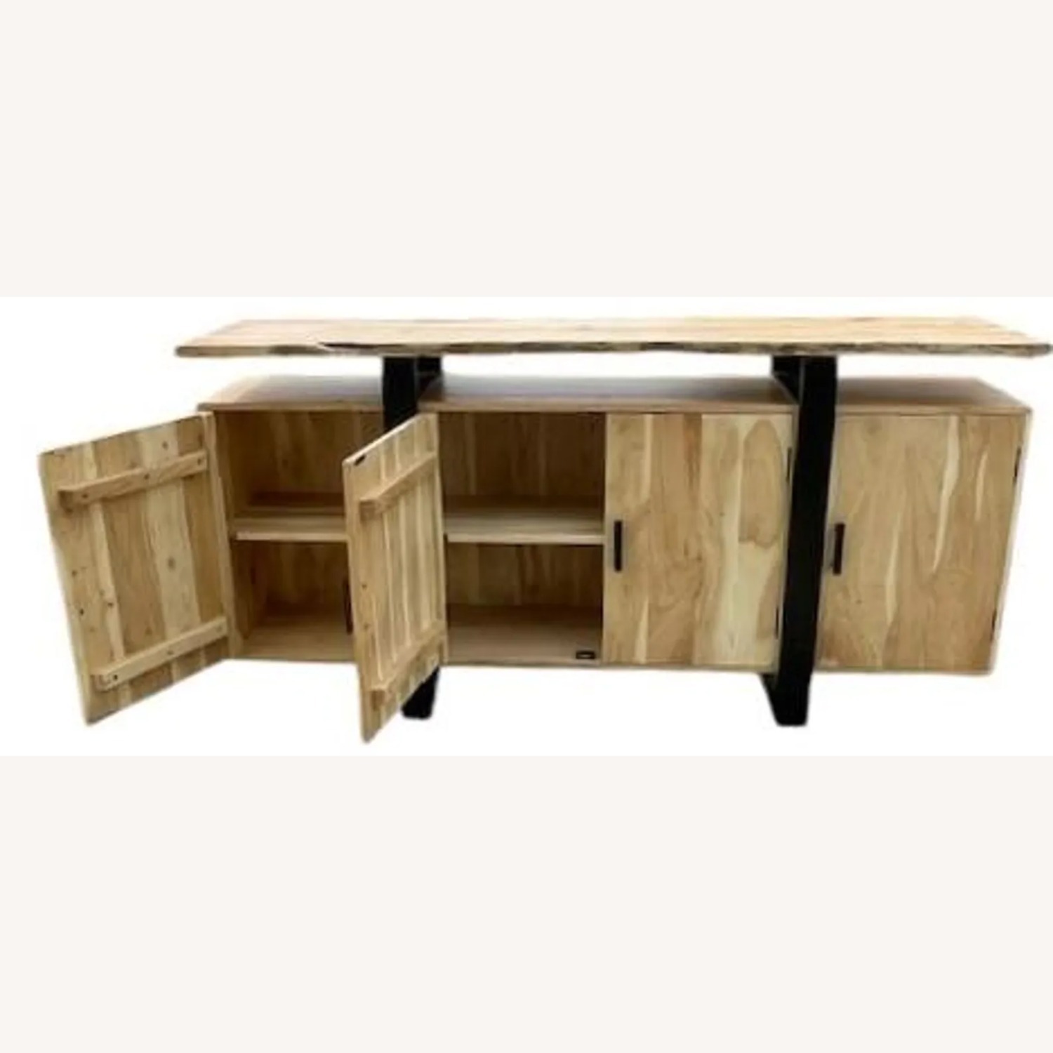Rustic Live Edge Acacia Wood 4-Door Buffet Cabinet - image-1
