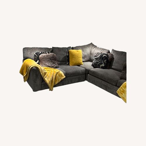 Used Luxe Gray 150'' 4 Piece Right Arm Facing Chaise Sectional for sale on AptDeco