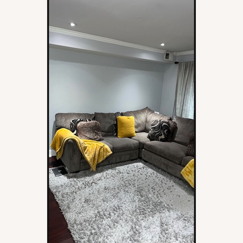 Used Luxe Gray 150'' 4 Piece Right Arm Facing Chaise Sectional for sale on AptDeco