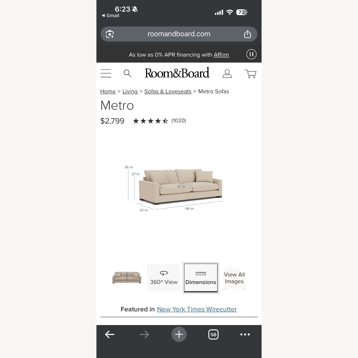 Room & Board Metro Couch - image-6